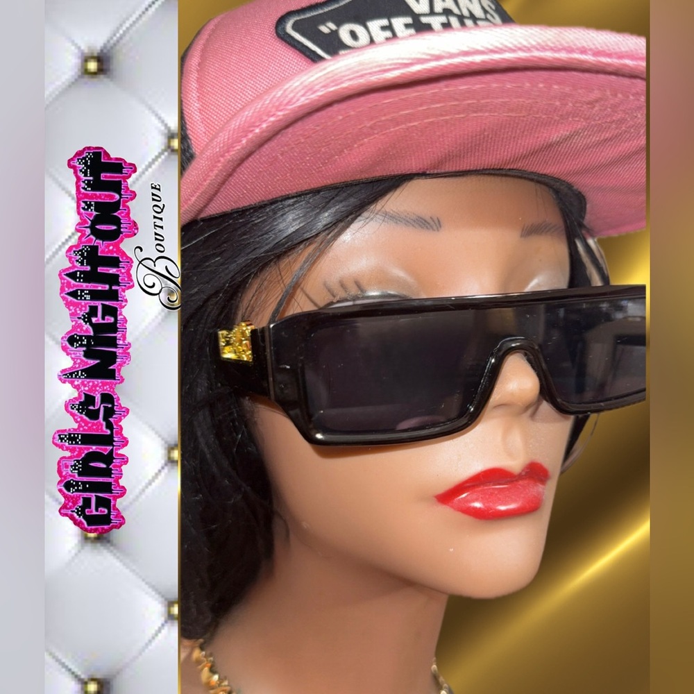 Black & Gold sunglasses with dark black tint- Women Accessories